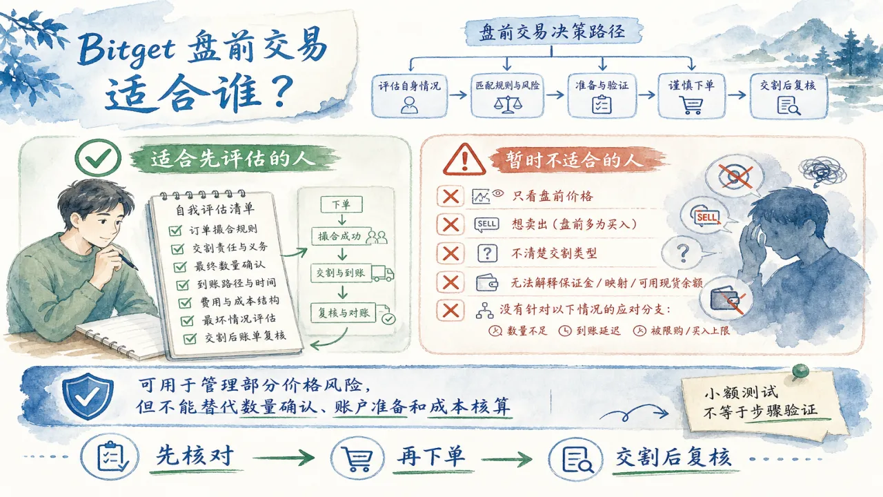 Bitget 盘前交易适合谁的流程与风险要点示意