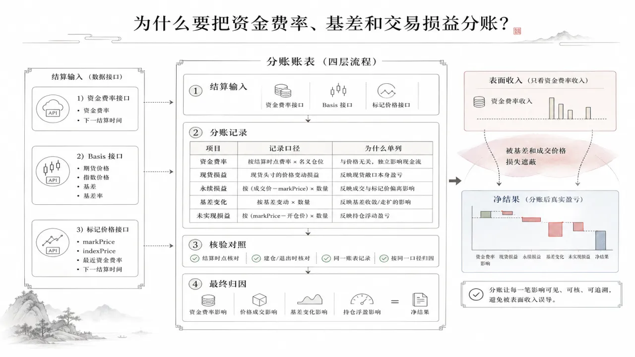 为什么要把资金费率、基差和交易损益分账的流程与风险要点示意