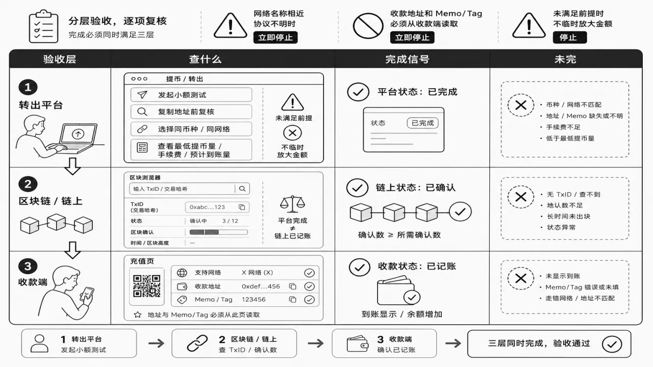 如何完成小额提币验收的流程与风险要点示意
