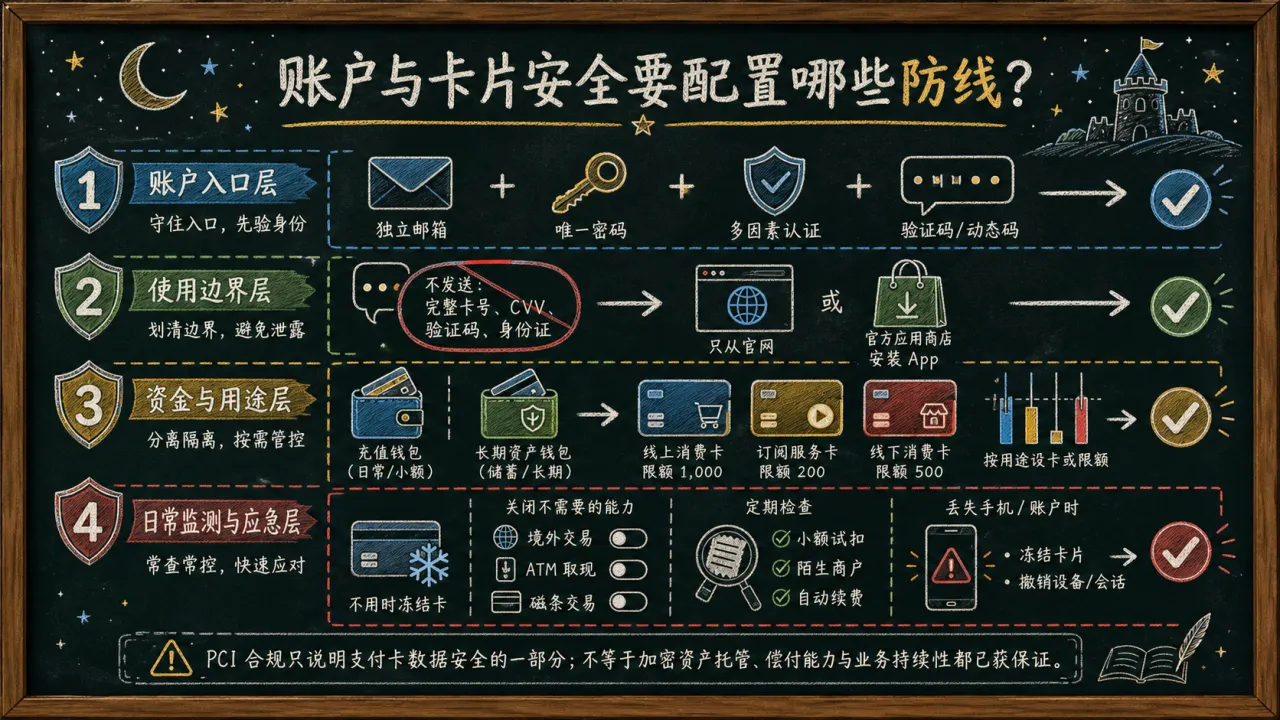 账户与卡片安全要配置哪些防线的流程与风险要点示意