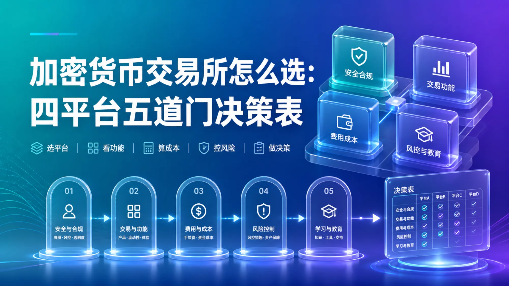 Binance、Bitget、OKX 与 Kraken 加密货币交易所五道门决策表