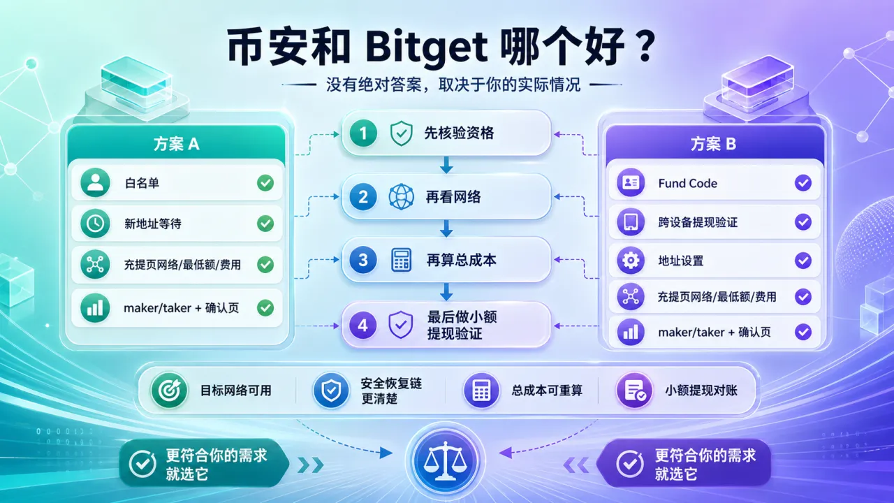 币安和 Bitget 哪个好的流程与风险要点示意