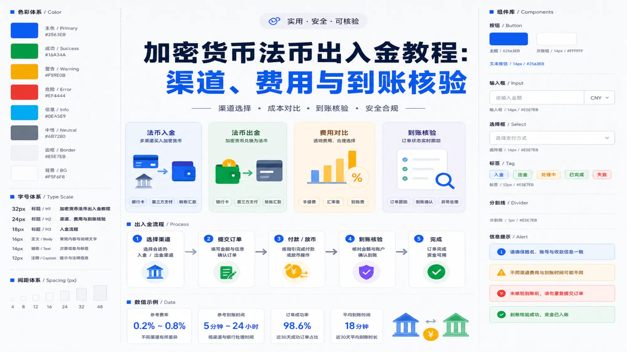 加密货币法币出入金渠道、实名和到账核验流程