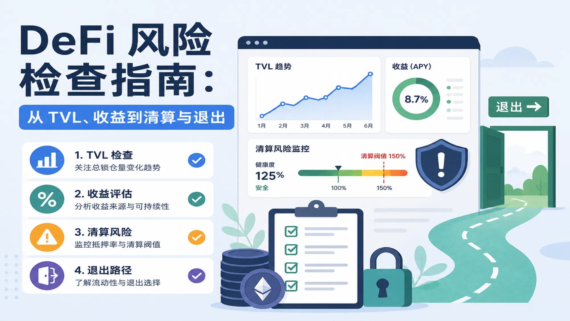 DeFi 风险七层检查与小额退出验收流程