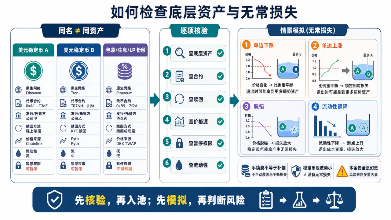如何检查底层资产与无常损失的流程与风险要点示意