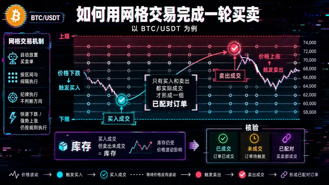 如何用网格交易完成一轮买卖的流程与风险要点示意