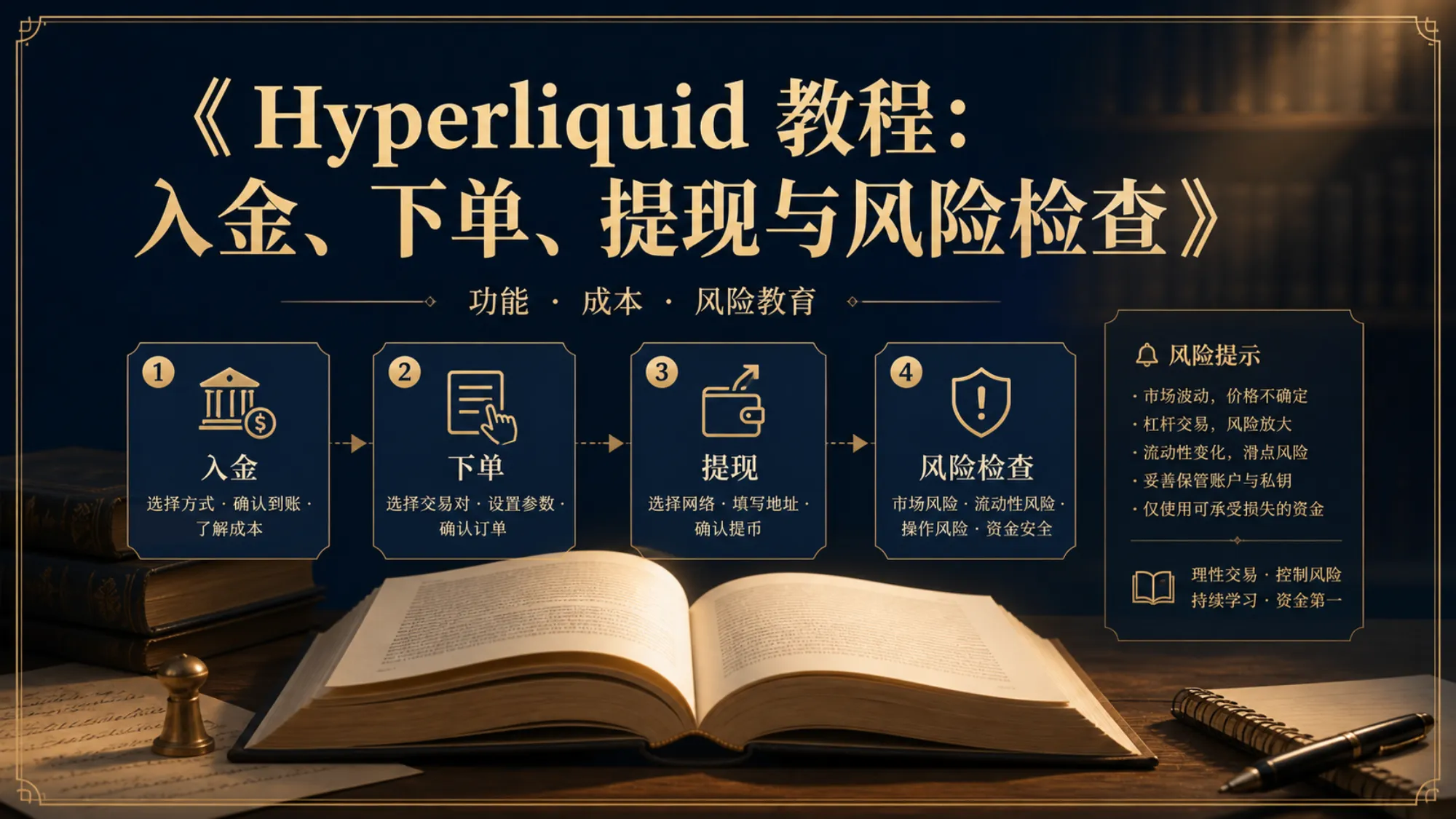 Hyperliquid 入金、下单、提现与风险检查流程示意