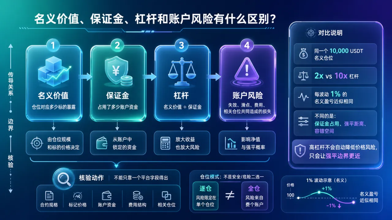 名义价值、保证金、杠杆和账户风险有什么区别的流程与风险要点示意