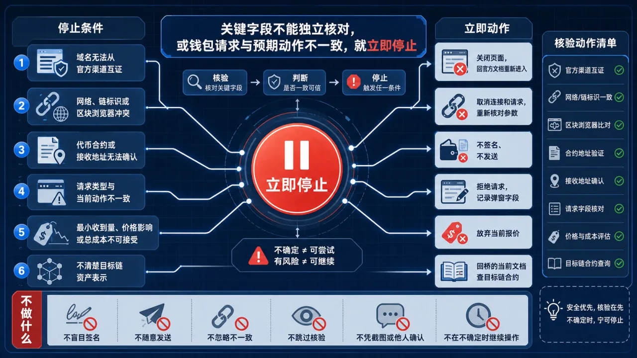 哪些情况下应立即停止的流程与风险要点示意