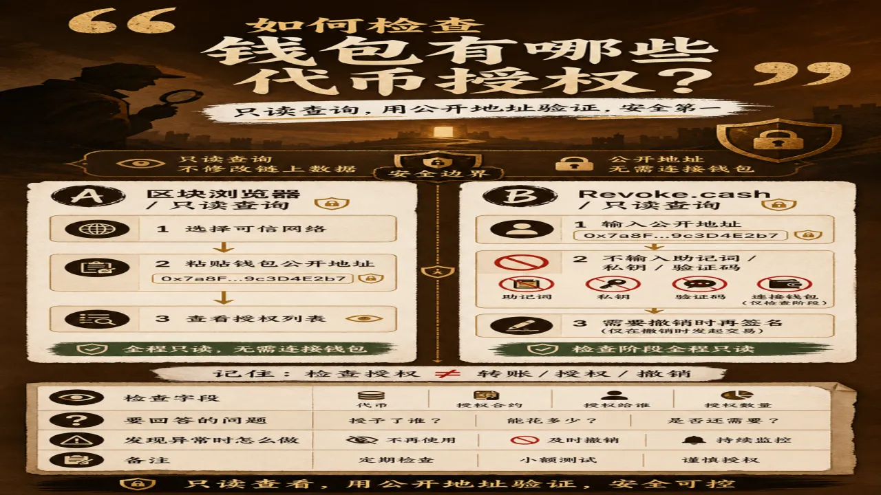 如何检查钱包有哪些代币授权的流程与风险要点示意